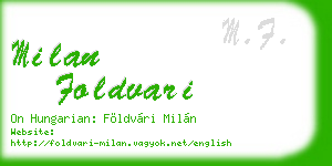 milan foldvari business card
